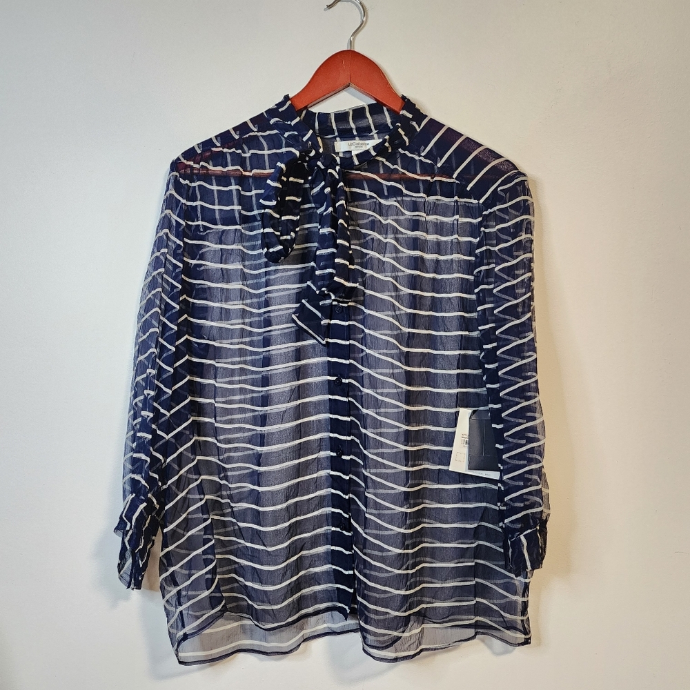 Liz Claiborne 100% Silk Sheer Blouse NWT